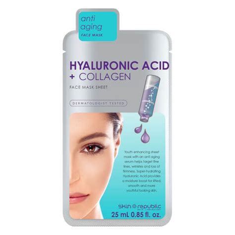 skin republic hyaluronic acid collagen face sheet mask 25ml hq hair