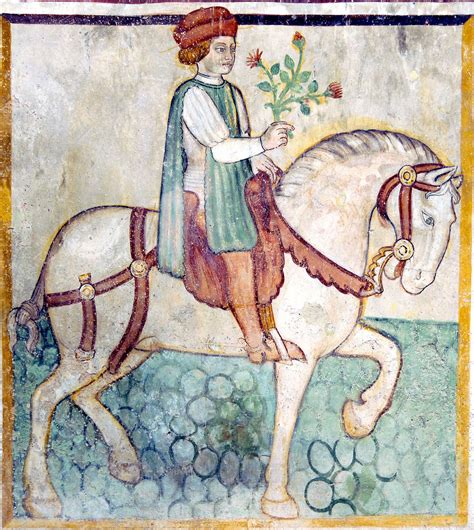 April Nobleman On Horseback Flowers In Hand Medieval Horse