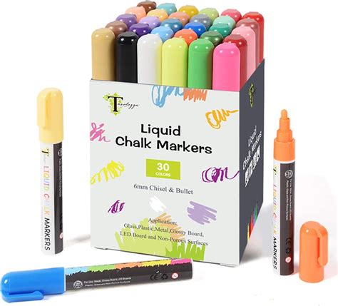 Buy Tavolozza 30 Pack Liquid Chalk Pens 6mm Pastel Erasable Pen For