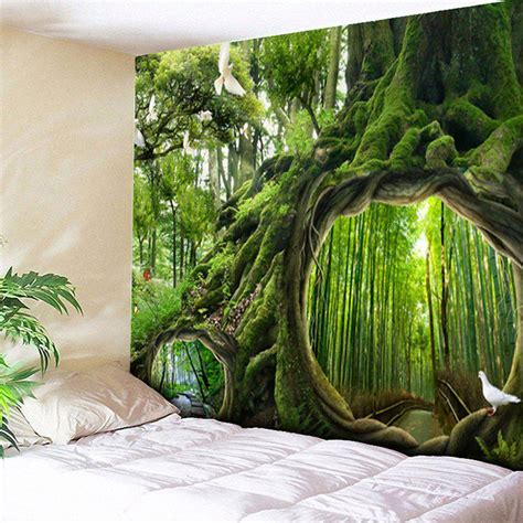 45 Off Wall Hanging Forest Life Tree Print Tapestry Rosegal
