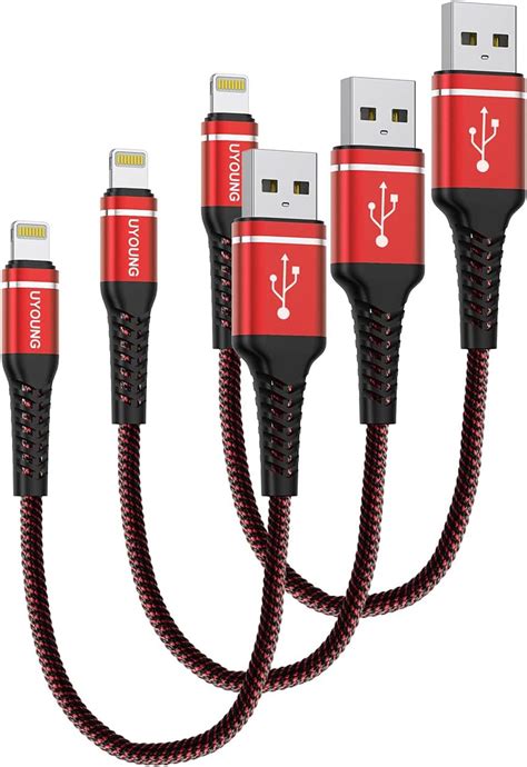 1ft Lightning Cable 3pack 1 Foot Short Red Iphone Charger