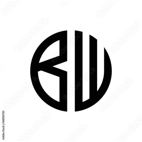 Initial Letters Logo Bw Black Monogram Circle Round Shape Vector Stock