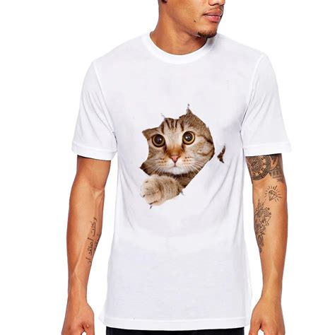 3d Cute Cat T Shirts Man Summer Tops Tees Print Animal T Shirt Men O