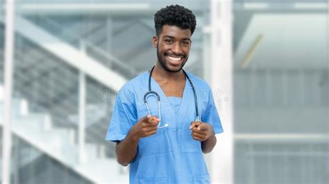 Friendly African American Male Nurse Or Medical Student With Beard