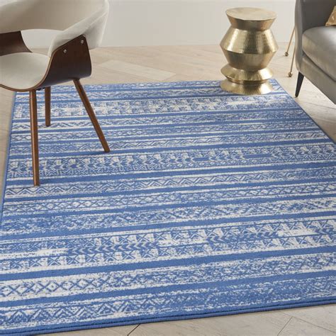 Nourison Whimsicle Contemporary Light Blue Ivory Area Rug