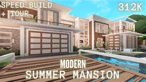 Modern Summer Mansion 312k No Large Plot Bloxburg Speed Build Youtube