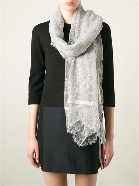 Faliero Sarti Floral Lace Scarf In Gray Lyst