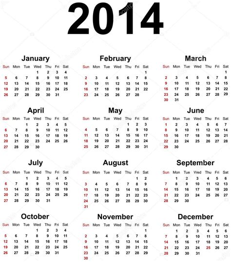 Calendario 2014 Vector De Stock 20718439 Depositphotos