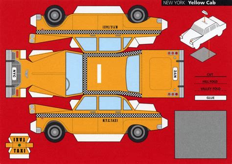 Make City New York Yellow Cab Cut Out Postcard Paper Toy Poupées