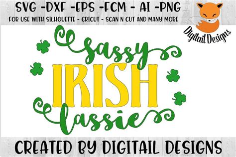 Sassy Irish Lassie Svg Png Fcm Eps Dxf Ai Cut File Silhouette Cricut Scan N Cut St Patricks Day