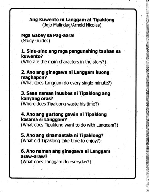 Ang Kwento Ni Langgam At Tipaklongpdf