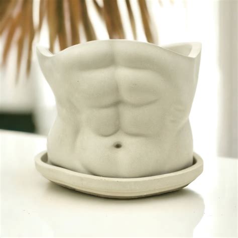 Abs Planter torso naked Body Planter naked Man Décor cement Planters