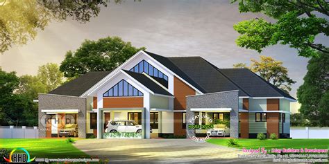 Semi Contemporary With Colonial Touch Home Kerala Home Design