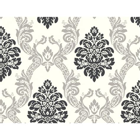 York Wallcoverings Black And White Damask Removable