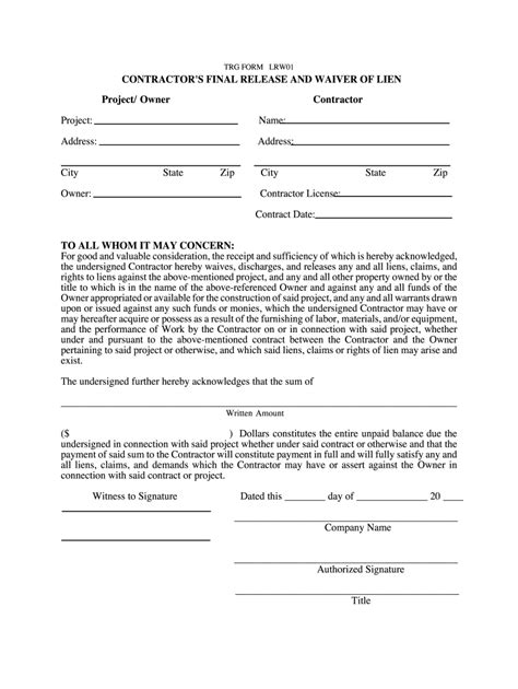 Lien Waiver Release Form Fill Out And Sign Online Dochub