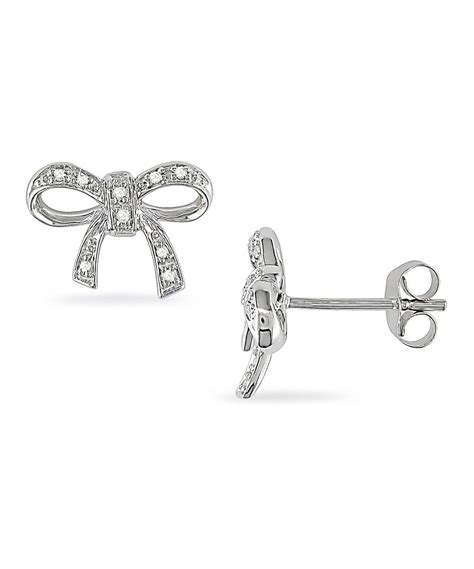 Diamond Sterling Silver Bow Stud Earrings Zulily Bow Earrings
