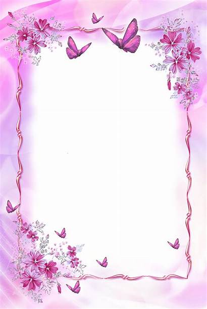 Transparent Pink Frame Butterflies Border Paper Printable