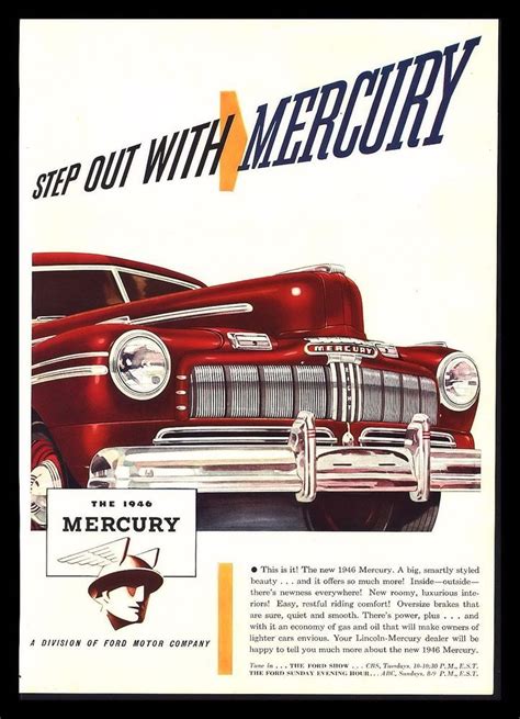 Original 1946 Mercury Sedan Classic Car Vintage Art Print Ad