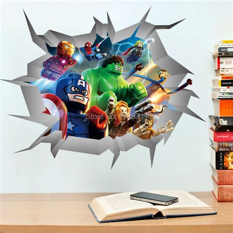 Avengers Lego 3d Through Wall Stickers Decals Art For Baby
