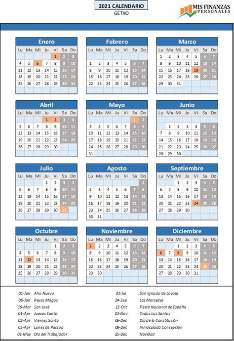 Calendario Laboral Getxo 2021 Excel Pdf 