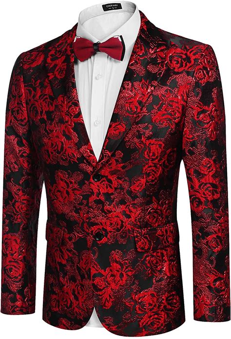 COOFANDY Men S Floral Tuxedo Jacket Rose Embroidered Suit Jacket