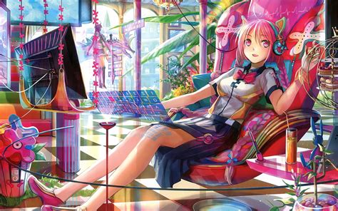 1920x1200 Colorful Anime Girl Chilling 4k 1080p Resolution Hd 4k