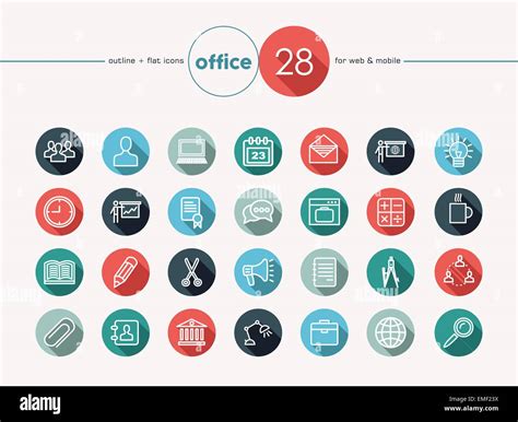 Office Flat Icons Set Stock Vector Image And Art Alamy