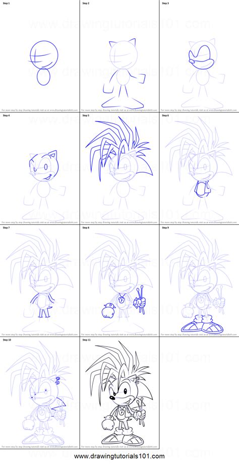 How To Draw Manic The Hedgehog From Sonic The Hedgehog Printable Step