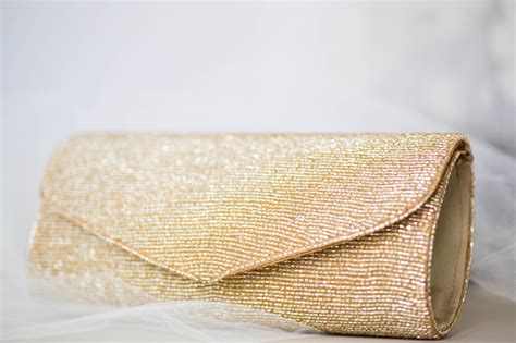 Gold Colored Beaded Clutch Style Ct12