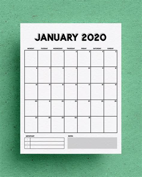 Download high quality calendars of 2021 for every month & print them to presenting you a free printable calendar of this month that will help you in scheduling and managing your upcoming weeks easily. Free Vertical Calendar Printable For 2020 - Crazy Laura