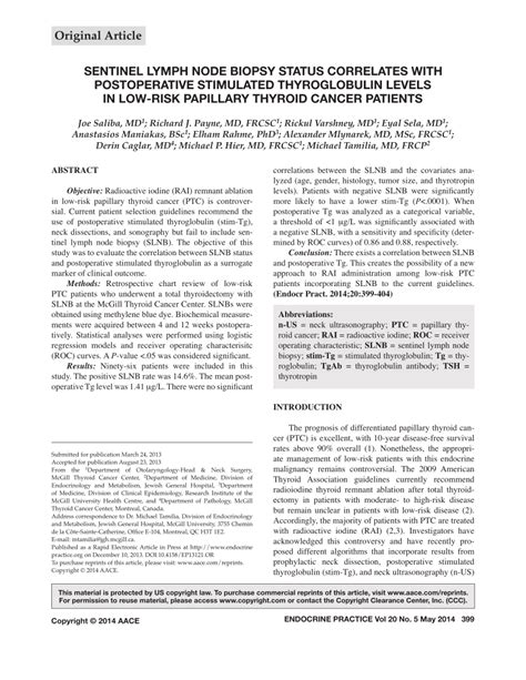 Pdf Sentinel Lymph Node Biopsy Status Correlates With Postoperative