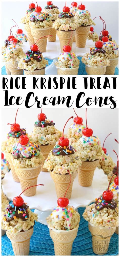 See more ideas about ice cream, ice, food. RICE KRISPIE ICE CREAM CONES - Butter with a Side of Bread