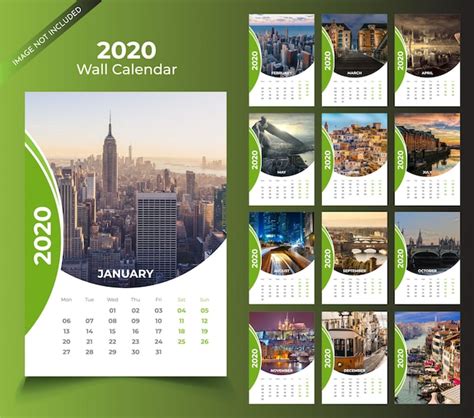 Premium Vector Wall Calendar For 2020 Template