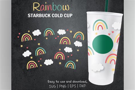 Rainbow Full Wrap Venti Cold Cup 24 Oz Graphic By Sunf10werdesigns