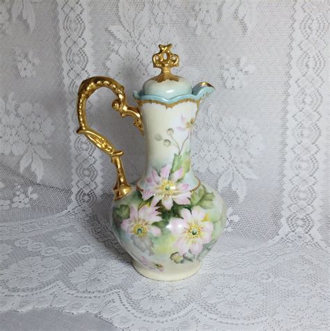 Circa 1900 Antique Chocolate Pot C T Porcelain Floral And Etsy