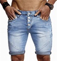 Pantaloncini di Jeans Strappati Sottili da Uomo Moda Monopetto Lavato ...