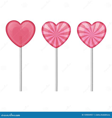 Set Of 3 Sweet Realistic Lollipops In Pink Color Sweet Lollipops Of