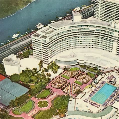 Miami Beach Fontainebleau Resort Postcard 1960s Florida Aerial Beach