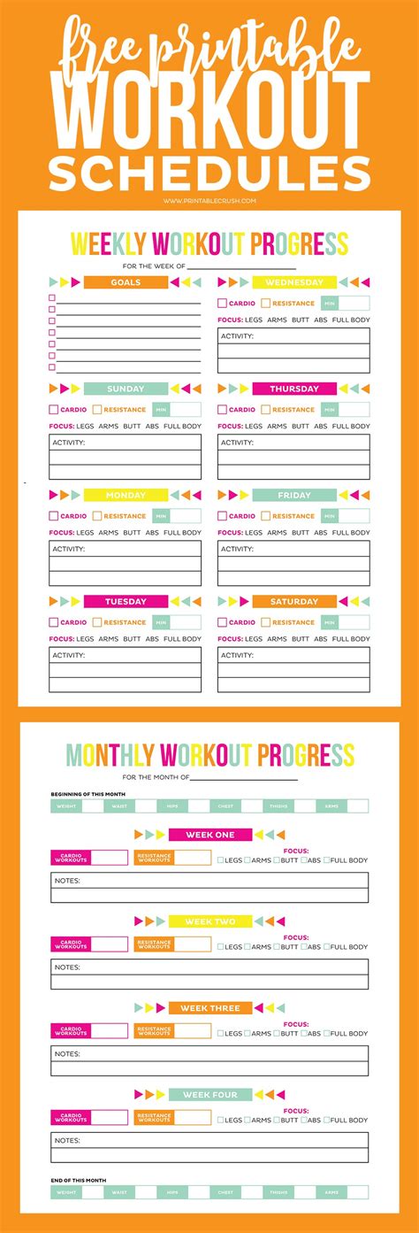 In general, a good rule is to do strength training three times a week, leaving at least one day of rest between each day of work. Workout Calendar - FREE Printable Schedule/Progress Sheets