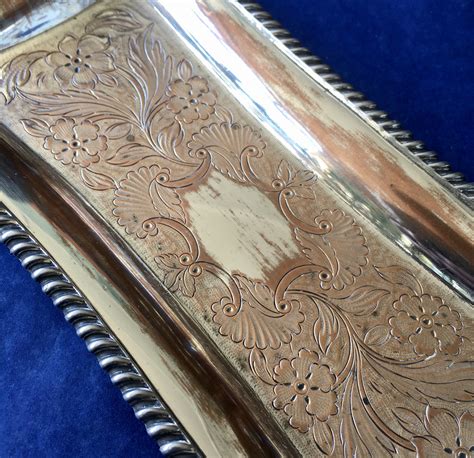Old Sheffield Plate Snuffer Tray Simple Form Engraved With Flowers C