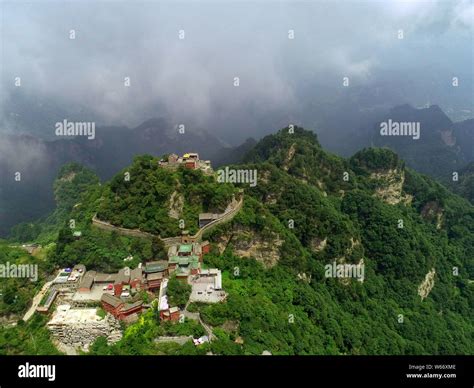 Aerial View Of Wudang Mountain Mount Wudang Or Wudangshan Mountain