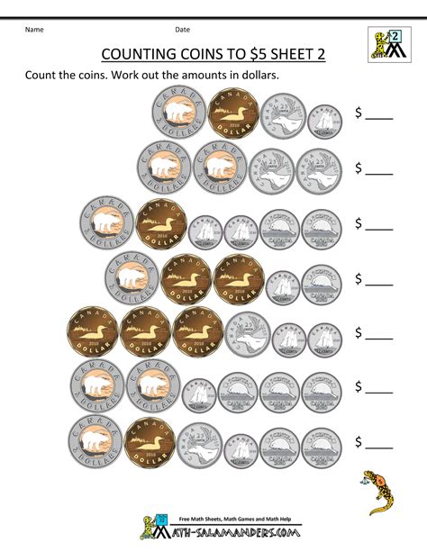Grade 3 Money Worksheet Counting Canadian Coins K5 Printable Canadian