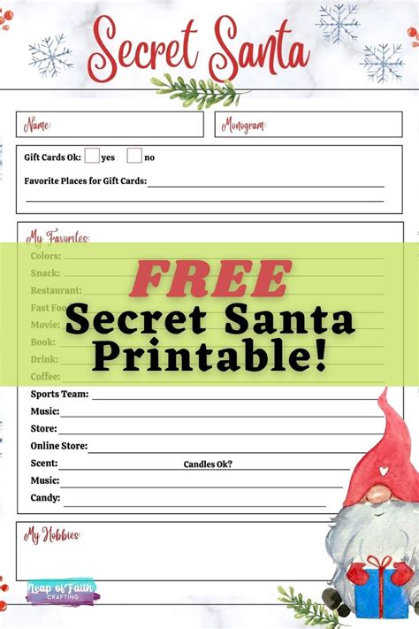 Secret Santa List Printables Professional Secret Santa Form Templates