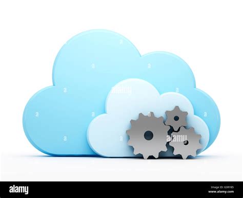 Cloud Computing Technologygears And Cloud On White Background Stock