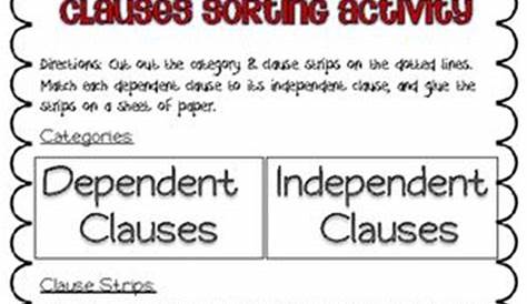 independent and dependent clauses worksheets