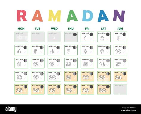 Ramadan Kalender 2020 Fastenkalender Mondzyklusphasen Neumond 30