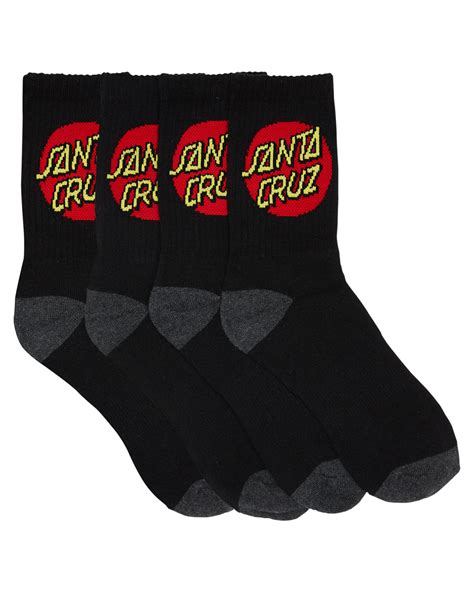 Santa Cruz Kids Boys Cruz Socks 4 Pack Black Surfstitch