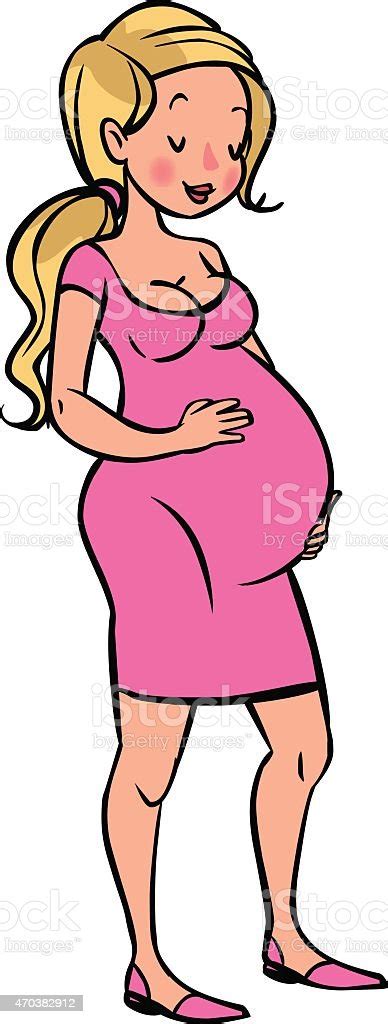 Funny Vector Cartoon Pregnant Woman Stock Illustration Download Image