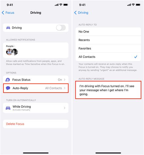 How To Customize Driving Focus Auto Reply On Iphone