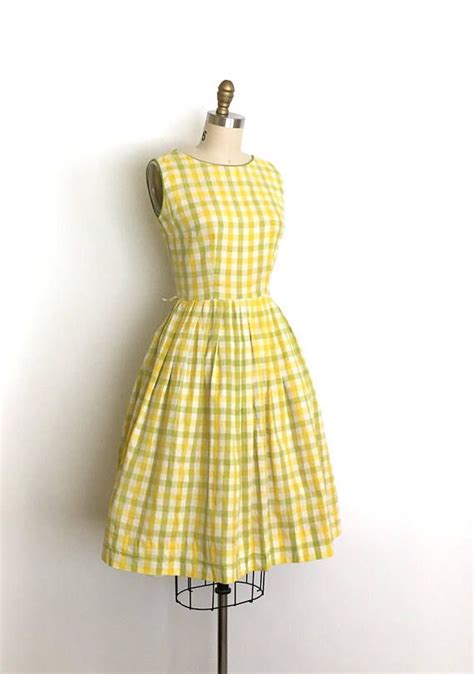 Vintage 1950s Dress 50s Lemon And Lime Cotton Dress Vintage 1950s